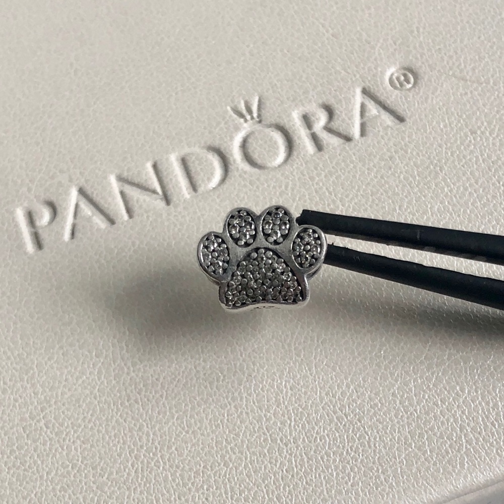 Pandora Paw Charm Pave Sterling Silver